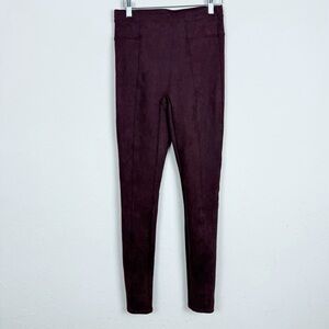 Spanx Suede Burgundy Leggings Size Small